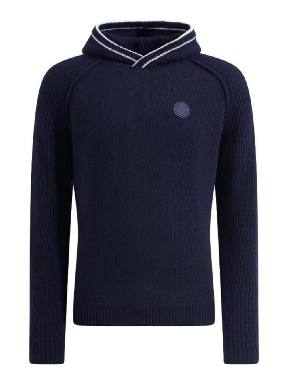 NWT CHERVO Negrar Timeless Navy Wool Blend Hooded Sweater L Golf